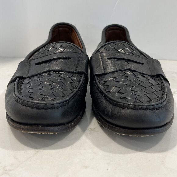 Allen Edmonds Ivanhoe Mens Shoes Woven Leather Penny Loafers Black Sz 11.5 D - Picture 5 of 11